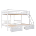 Full Over Twin & Twin Bunk Bed, Wood Triple Bunk Bed With Drawers And Guardrails, White Old Sku: Lp000143Aak White Solid Wood