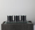 Ambrose Exquisite Tea, Sugar, Coffee Canisters With Tray In Crushed Diamond Glass In Gift Box Black Glass