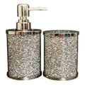 Ambrose Exquisite 2 Piece Soap Dispenser And Toothbrush Holder In Gift Box Silver Glass