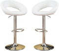 White Faux Leather Stool Adjustable Height Chairs Set Of 2 Chair Swivel Design Chrome Base Pvc Dining Furniture White Dining Room Contemporary,Modern Bar Stools Metal