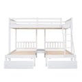 Full Over Twin & Twin Bunk Bed, Wood Triple Bunk Bed With Drawers And Guardrails, White Old Sku: Lp000143Aak White Solid Wood