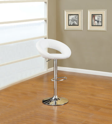 White Faux Leather Stool Adjustable Height Chairs Set Of 2 Chair Swivel Design Chrome Base Pvc Dining Furniture White Dining Room Contemporary,Modern Bar Stools Metal