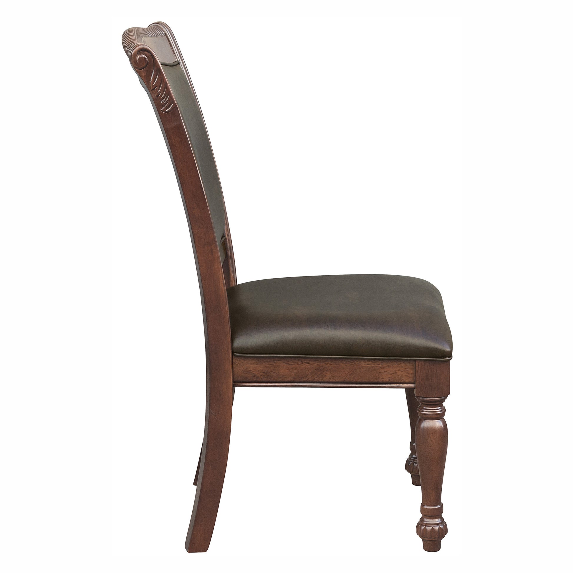 Traditional Style Dining Room Table W Leaf 2X Armchairs And 4X Side Chairs Dining 7Pc Set Brown Cherry Finish Upholstered Seat Wooden Furniture Wood Wood Brown Mix Seats 6 Wood Dining Room Extendable Traditional Double Pedestal Rectangular Dining Table