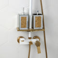 Ambrose Exquisite 2 Piece Square Soap Dispenser And Toothbrush Holder Gold Glass
