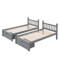 Full Over Twin & Twin Bunk Bed, Wood Triple Bunk Bed With Drawers And Guardrails, Gray Old Sku: Lp000143Aae Gray Solid Wood