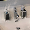 Ambrose Exquisite 2 Piece Square Soap Dispenser And Toothbrush Holder Black Glass