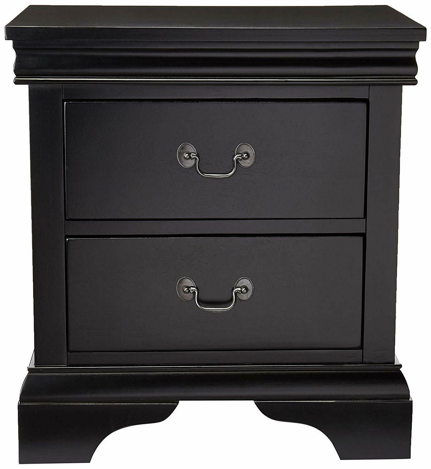 Contemporary Bedroom Furniture Nightstand Black Color 2 X Drawers Bed Side Table Pine Wood Black 2 Drawers Bedroom Bedside Cabinet Contemporary,Modern Drawers Black Solid Wood