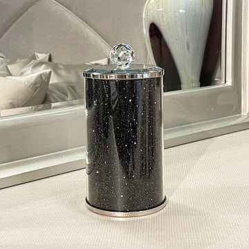 Ambrose Exquisite Glass Canister In Gift Box Black Glass