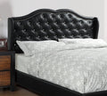 Queen Size Bed 1Pc Bed Set Black Faux Leather Upholstered Wingback Design Bed Frame Headboard Bedroom Furniture Tufted Upholstered Box Spring Not Required Queen Black Bedroom Contemporary,Modern Bed Frame Faux Leather Plywood