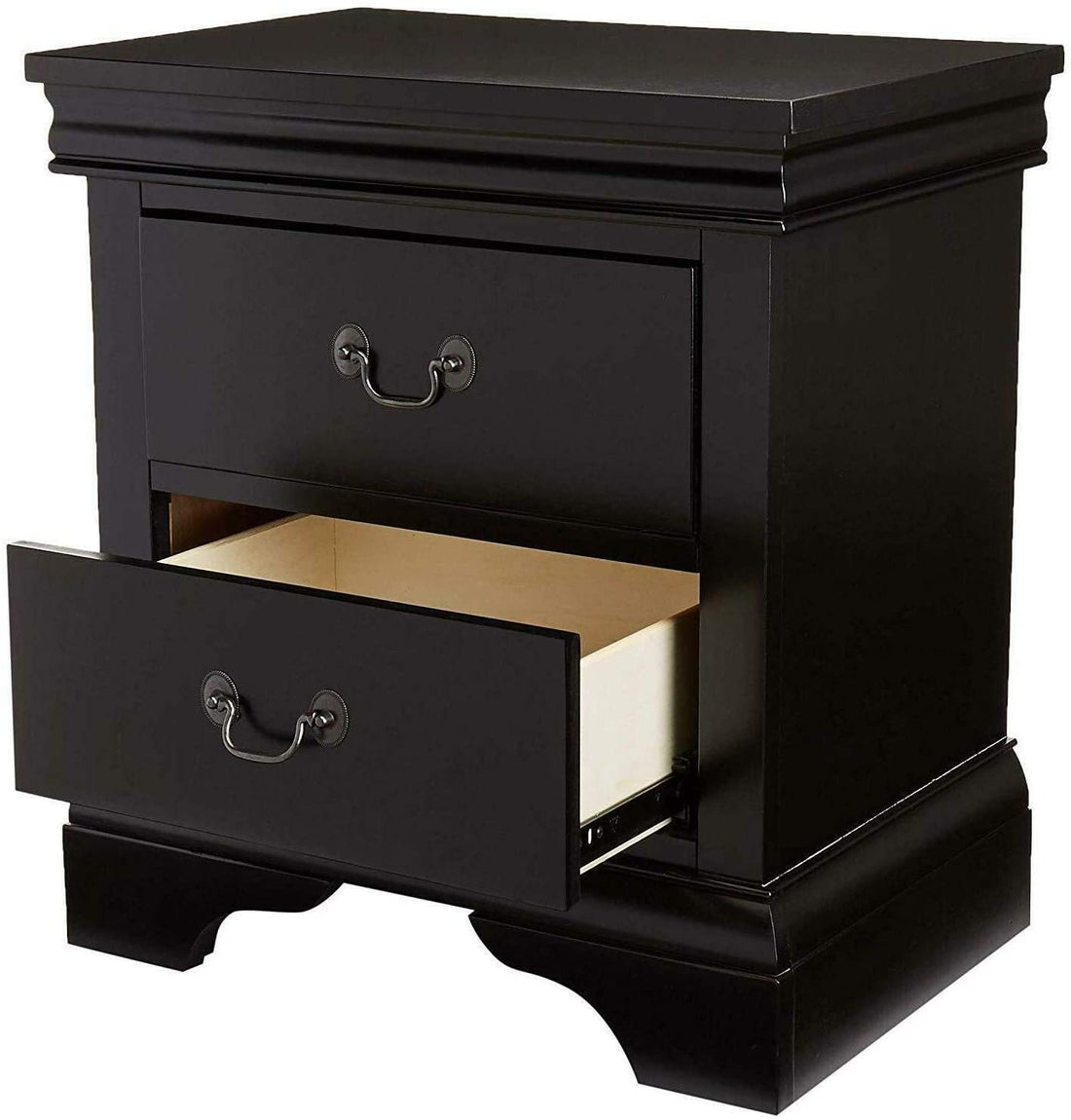 Contemporary Bedroom Furniture Nightstand Black Color 2 X Drawers Bed Side Table Pine Wood Black 2 Drawers Bedroom Bedside Cabinet Contemporary,Modern Drawers Black Solid Wood