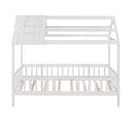 Twin Size Wood House Bed With Fence, White White Solid Wood