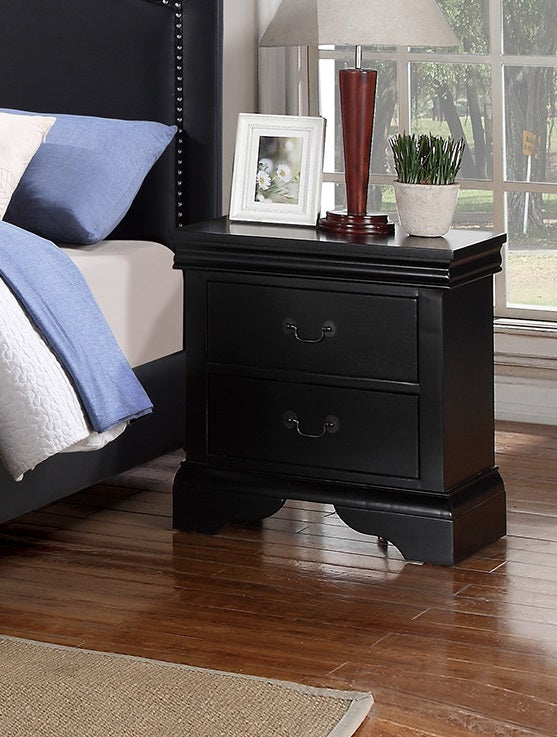 Contemporary Bedroom Furniture Nightstand Black Color 2 X Drawers Bed Side Table Pine Wood Black 2 Drawers Bedroom Bedside Cabinet Contemporary,Modern Drawers Black Solid Wood