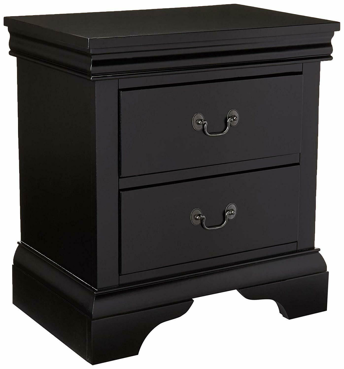 Contemporary Bedroom Furniture Nightstand Black Color 2 X Drawers Bed Side Table Pine Wood Black 2 Drawers Bedroom Bedside Cabinet Contemporary,Modern Drawers Black Solid Wood