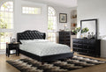 Queen Size Bed 1Pc Bed Set Black Faux Leather Upholstered Wingback Design Bed Frame Headboard Bedroom Furniture Tufted Upholstered Box Spring Not Required Queen Black Bedroom Contemporary,Modern Bed Frame Faux Leather Plywood