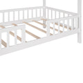 Twin Size Wood House Bed With Fence, White White Solid Wood