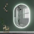 40X24 Inch Bathroom Mirror With Lights, Anti Fog Dimmable Led Mirror For Wall Touch Control, Frameless Oval Smart Vanity Mirror Vertical Hanging Natural Modern Glass