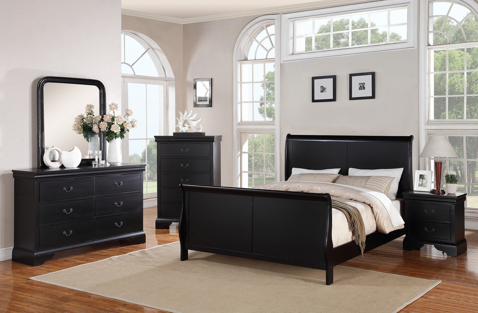 Elegant Bedroom 1Pc Chest Of Drawers Black Color Drawers Tall Chest Plywood Furniture Black Bedroom Contemporary,Modern Pine Solid Wood