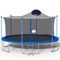 16Ft Trampoline For Adults & Kids With Basketball Hoop, Outdoor Trampolines W Ladder And Safety Enclosure Net For Kids And Adults Blue Metal