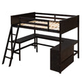 Full Size Loft Bed With Shelves And Desk, Wooden Loft Bed With Desk Espresso Espresso Solid Wood