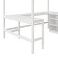 Full Size Loft Bed With Shelves And Desk, Wooden Loft Bed With Desk White White Solid Wood