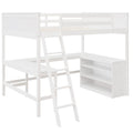 Full Size Loft Bed With Shelves And Desk, Wooden Loft Bed With Desk White White Solid Wood