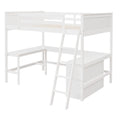 Full Size Loft Bed With Shelves And Desk, Wooden Loft Bed With Desk White White Solid Wood