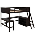 Full Size Loft Bed With Shelves And Desk, Wooden Loft Bed With Desk Espresso Espresso Solid Wood