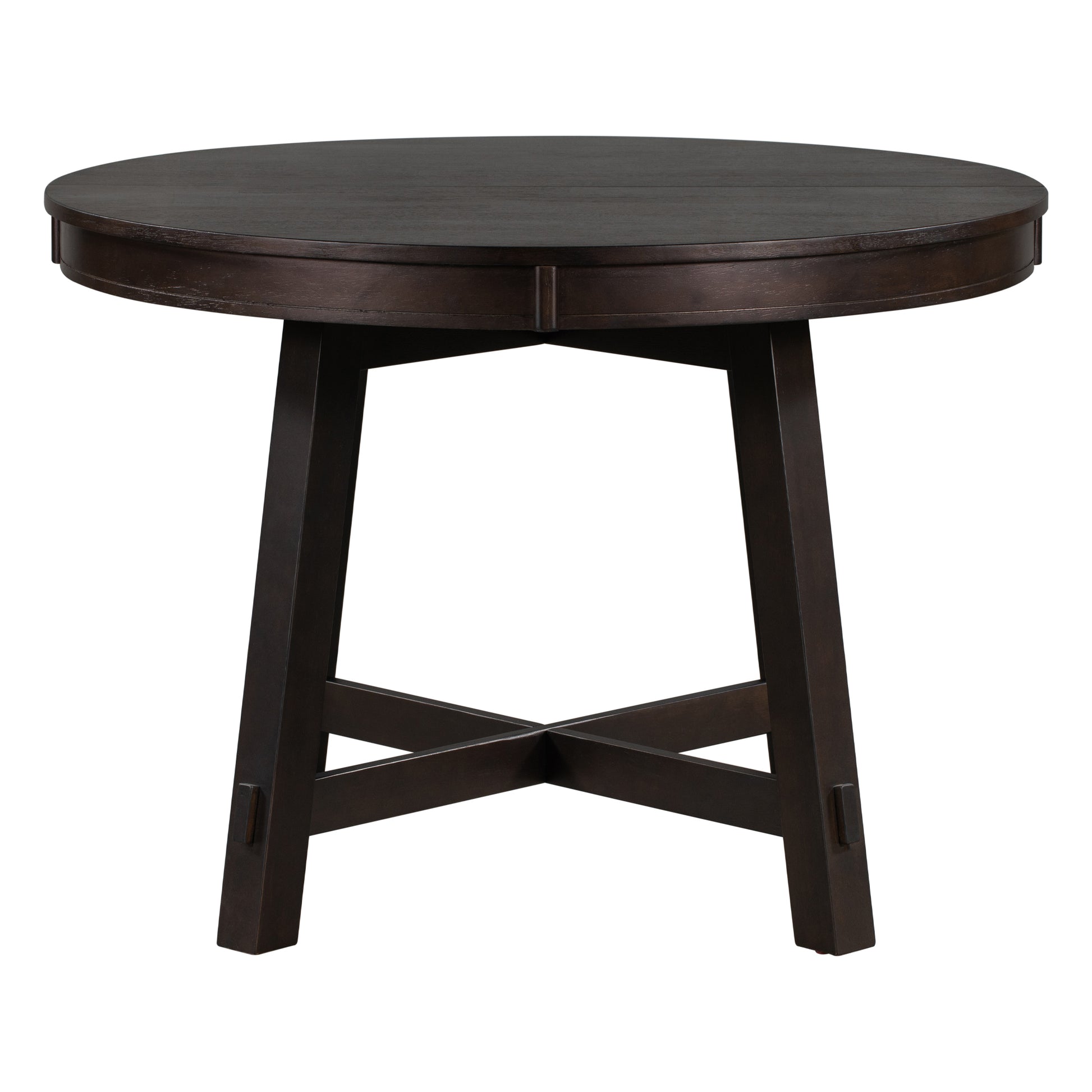5 Piece Farmhouse Dining Table Set Wood Round Extendable Dining Table And 4 Upholstered Dining Chairs Espresso Espresso Solid Wood