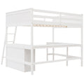 Full Size Loft Bed With Shelves And Desk, Wooden Loft Bed With Desk White White Solid Wood