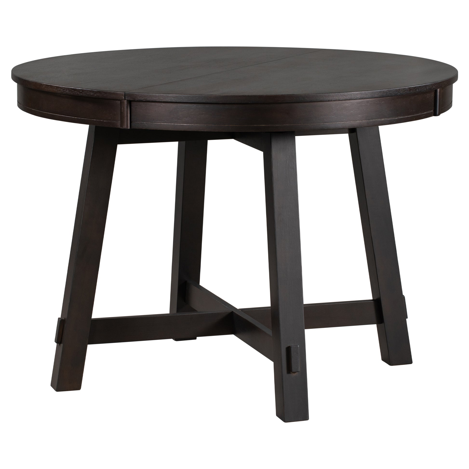 5 Piece Farmhouse Dining Table Set Wood Round Extendable Dining Table And 4 Upholstered Dining Chairs Espresso Espresso Solid Wood