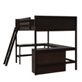 Full Size Loft Bed With Shelves And Desk, Wooden Loft Bed With Desk Espresso Espresso Solid Wood