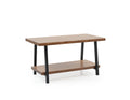Furnish Home Store London 39'' Solid Wood Rustic Coffee Cocktail Table For Living Rooms With Shelf Walnut Solid Wood