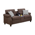 2Pcs Sofa Set Living Room Furniture Dark Coffee Plush Polyfiber Sofa Loveseat W Console Pillows Couch Coffee Wood Primary Living Space Cushion Back Contemporary,Modern Pillow Top Arms Solid Wood 5 Seat