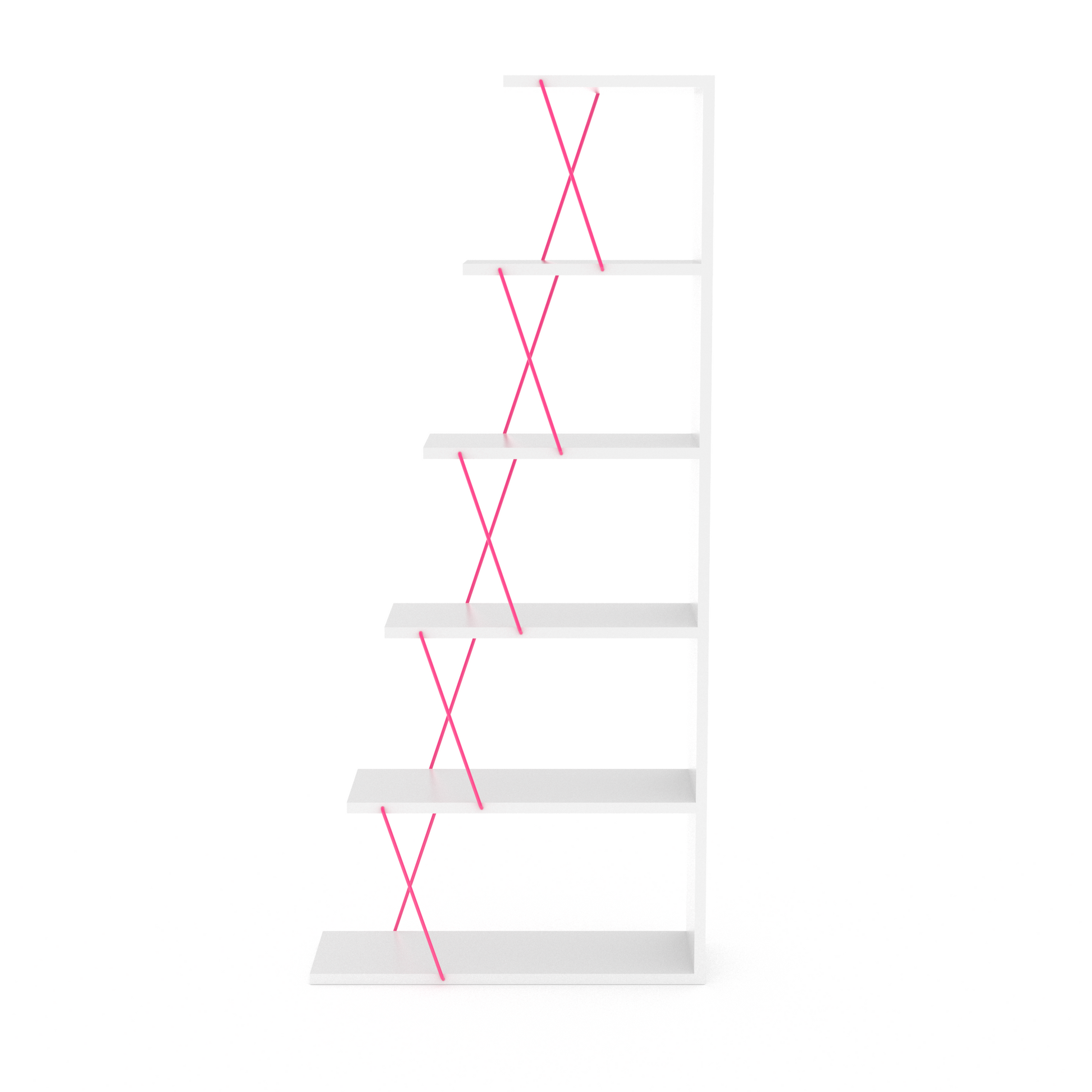 Furnish Home Store Modern 5 Tier Ladder Bookshelf Organizers, Narrow Bookshelf For Small Spaces Office Furniture Bookcase ,White Pink White Solid Wood