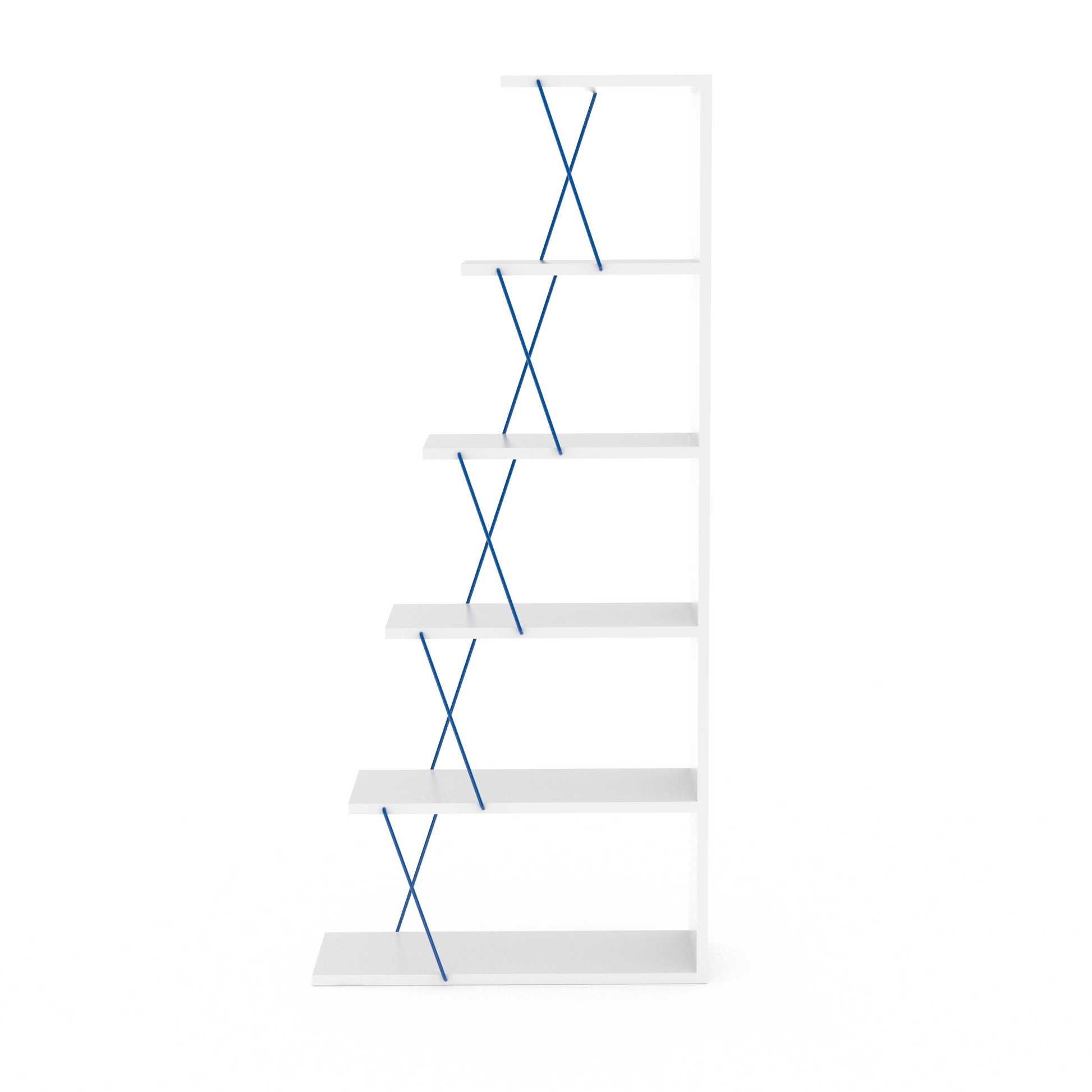 Furnish Home Store Modern 5 Tier Ladder Bookshelf Organizers, Narrow Bookshelf For Small Spaces Office Furniture Bookcase ,White Blue White Solid Wood