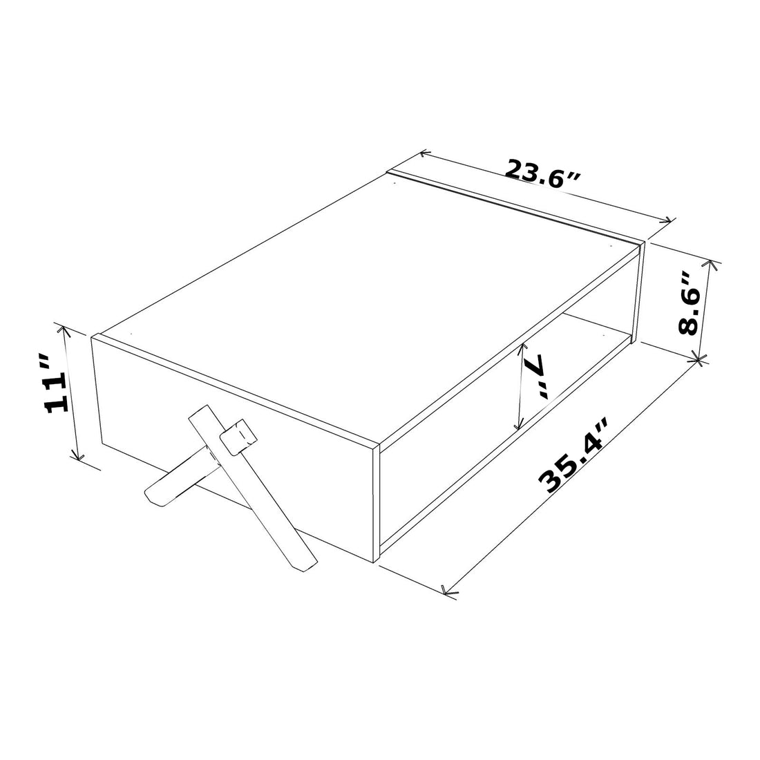 Ht Design Kipp Cross Legs Wooden Frame Rectengular Coffee Table For Living Rooms With Interior Shelving, Walnut Yellow Walnut Solid Wood