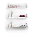 Altai Floating Wall Decor Wall Mounted Rustic Decorative Hanging Metal Bracket Triple Shelfs For Books, White Chrome Chrome Solid Wood