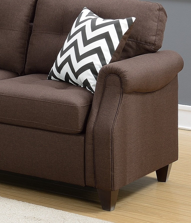 2Pcs Sofa Set Living Room Furniture Dark Coffee Plush Polyfiber Sofa Loveseat W Console Pillows Couch Coffee Wood Primary Living Space Cushion Back Contemporary,Modern Pillow Top Arms Solid Wood 5 Seat
