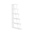 Furnish Home Store Modern 5 Tier Ladder Bookshelf Organizers, Narrow Bookshelf For Small Spaces Office Furniture Bookcase, White Chrome White Solid Wood