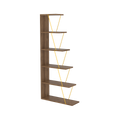 Furnish Home Store Modern 5 Tier Ladder Bookshelf Organizers, Narrow Bookshelf For Small Spaces Office Furniture Bookcase,Walnut Yellow Walnut Solid Wood