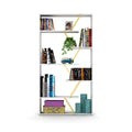 Furnish Home Store Wood Frame Etagere Open Back 6 Shelves Bookcase Industrial Bookshelf For Office And Living Rooms Modern Bookcases Large Bookshelf Organizer, White Yellow White Solid Wood