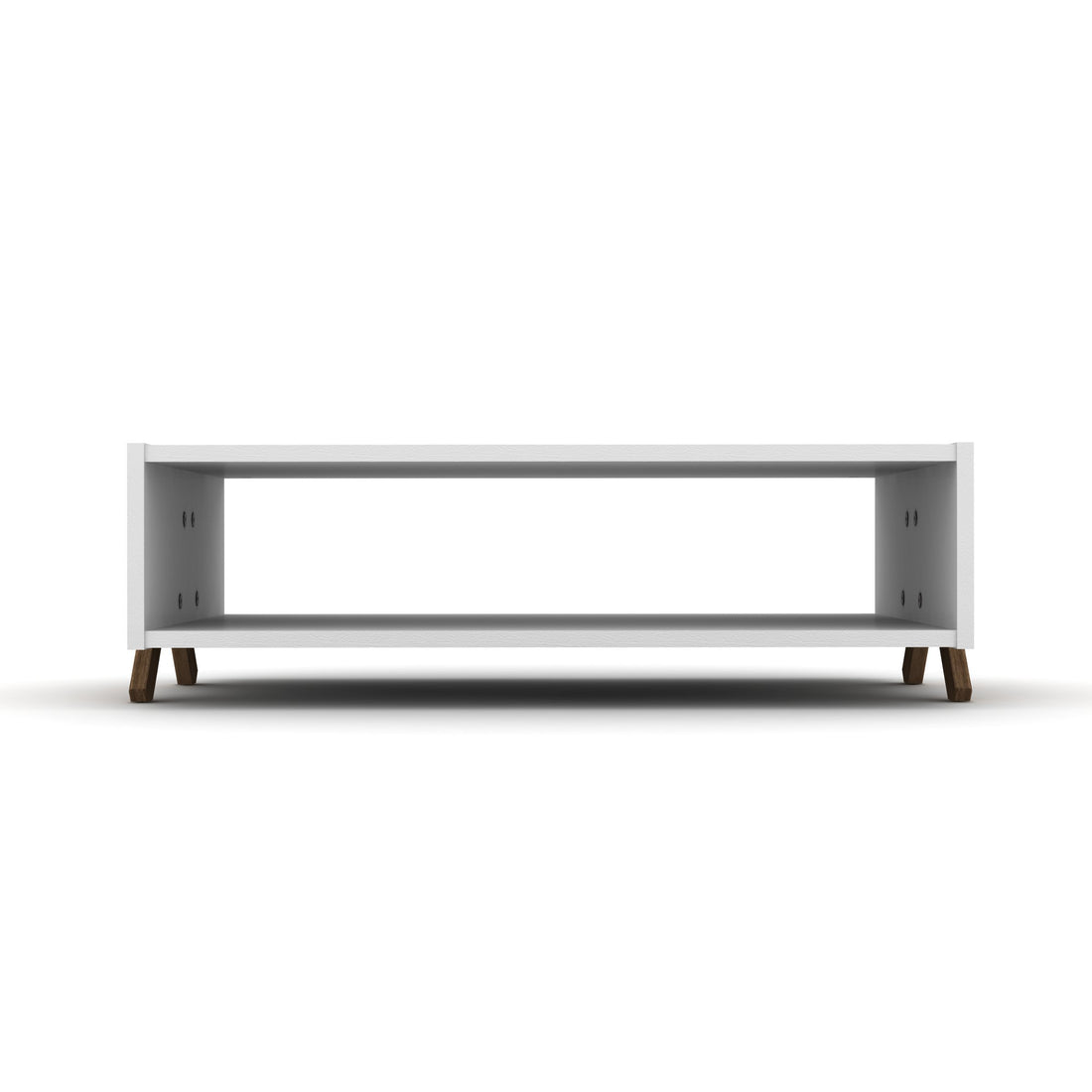 Ht Design Kipp Cross Legs Wooden Frame Rectengular Coffee Table For Living Rooms With Interior Shelving, Walnut White Walnut Solid Wood