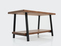 Furnish Home Store London 39'' Solid Wood Rustic Coffee Cocktail Table For Living Rooms With Shelf Walnut Solid Wood
