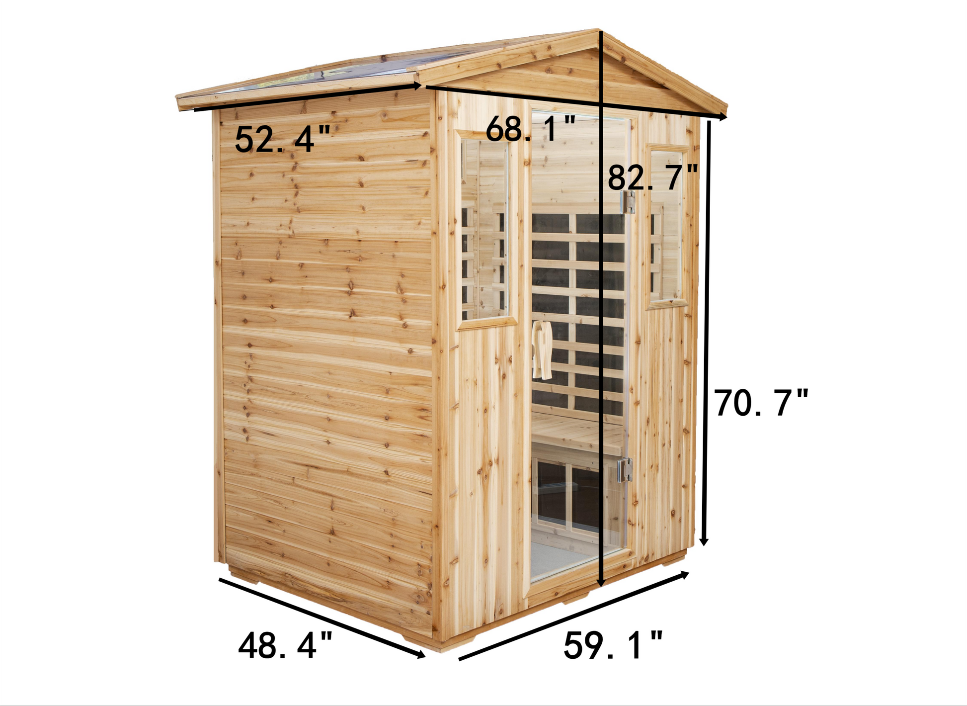 Four Person Old Fir Far Infrared Outdoor Sauna Room Natural Wood Wood Stainless Steel Glass