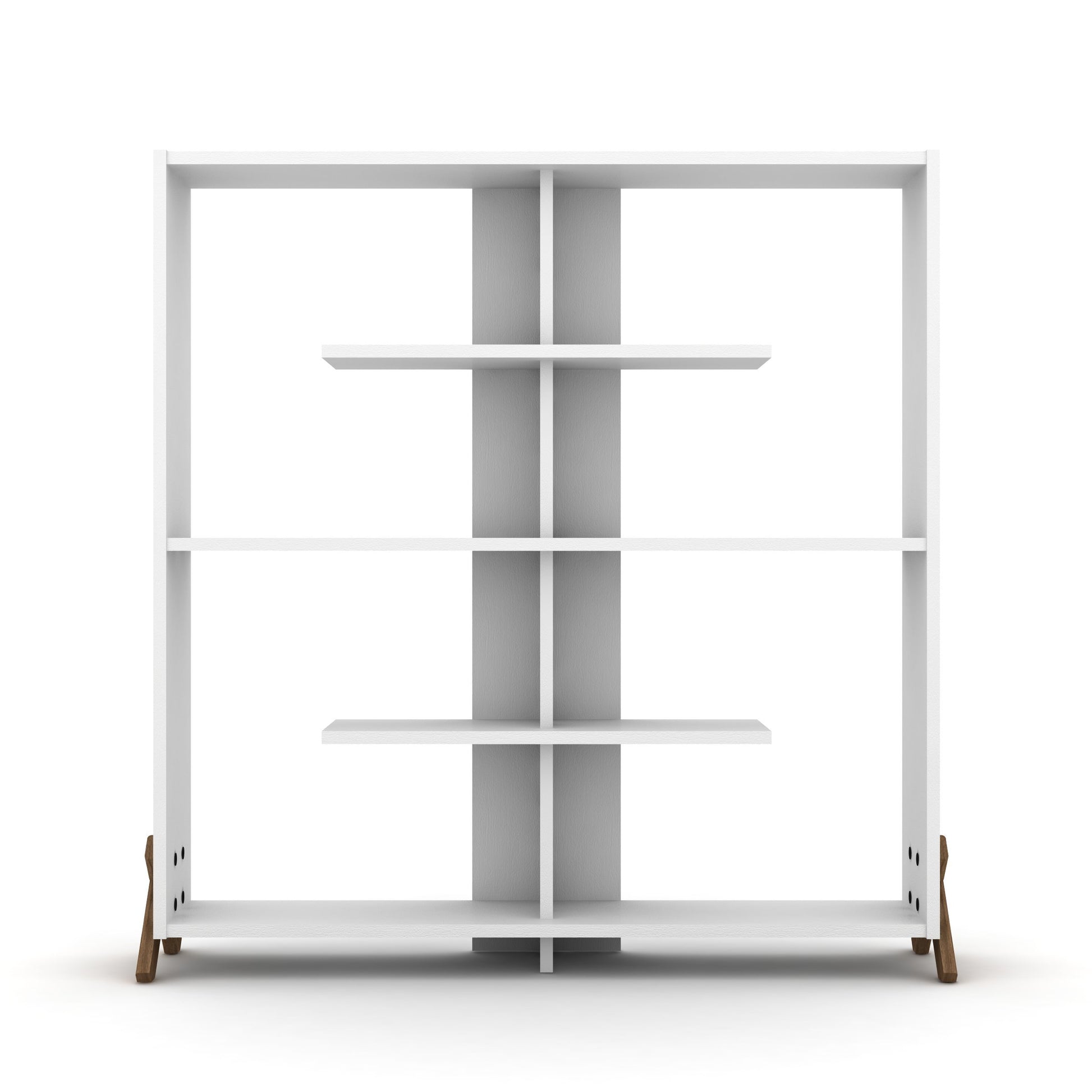 Furnish Home Store Kipp Wood Frame Etagere Open Back 6 Shelves Bookcase Industrial Bookshelf For Office And Living Rooms Modern Bookcases Large Bookshelf Organizer, Walnut White Walnut Solid Wood