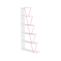 Furnish Home Store Modern 5 Tier Ladder Bookshelf Organizers, Narrow Bookshelf For Small Spaces Office Furniture Bookcase ,White Pink White Solid Wood