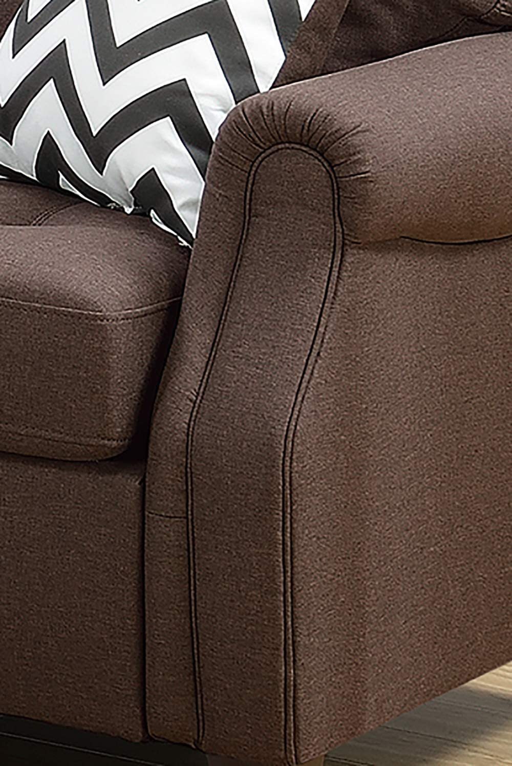2Pcs Sofa Set Living Room Furniture Dark Coffee Plush Polyfiber Sofa Loveseat W Console Pillows Couch Coffee Wood Primary Living Space Cushion Back Contemporary,Modern Pillow Top Arms Solid Wood 5 Seat