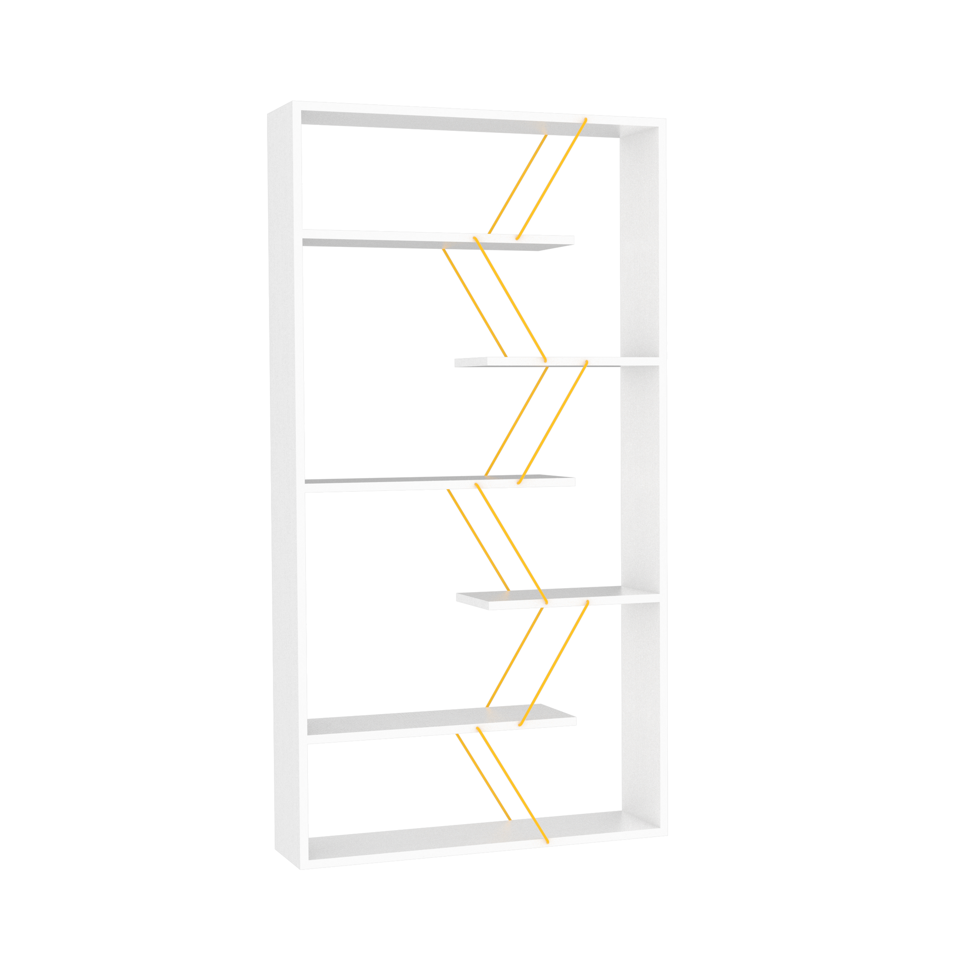 Furnish Home Store Wood Frame Etagere Open Back 6 Shelves Bookcase Industrial Bookshelf For Office And Living Rooms Modern Bookcases Large Bookshelf Organizer, White Yellow White Solid Wood