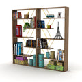 Furnish Home Store Wood Frame Etagere Open Back 6 Shelves Bookcase Industrial Bookshelf For Office And Living Rooms Modern Bookcases Large Bookshelf Organizer, Walnut Yellow Walnut Solid Wood