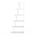 Furnish Home Store Modern 5 Tier Ladder Bookshelf Organizers, Narrow Bookshelf For Small Spaces Office Furniture Bookcase, White Chrome White Solid Wood